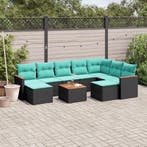 vidaXL 10-delige tuinbankset met kussens van zwart polyrotan, Verzenden, Nieuw