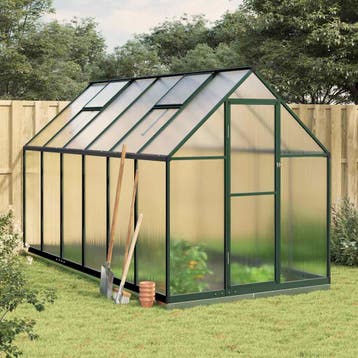 vidaXL Tuinkas met basisframe 334x169x202 cm aluminium groen, Verzenden, Nieuw