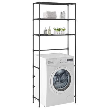 vidaXL Opbergrek voor boven wasmachine 3-laags 69x28x169 cm, Verzenden, Nieuw, Zwart