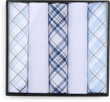 Suitable Zakdoeken 5-Pack Ruit Blauw maat one size Heren, Verzenden, Nieuw, Suitable