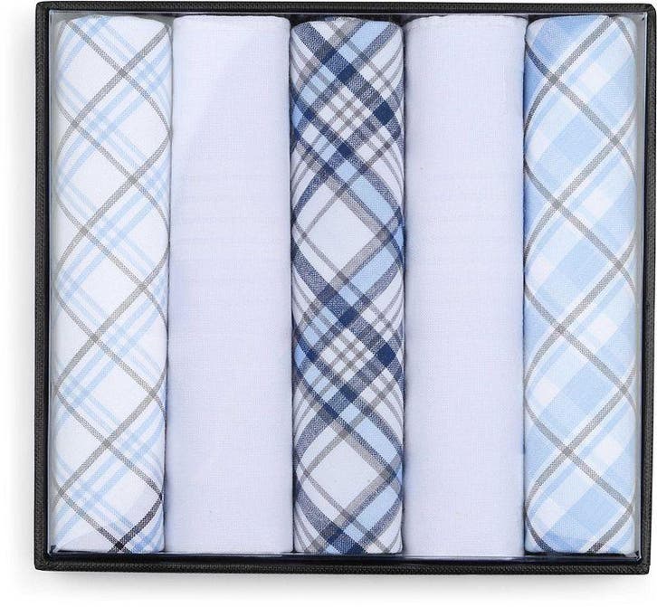 Suitable Zakdoeken 5-Pack Ruit Blauw maat one size Heren, Kleding | Heren, Overige Herenkleding, Nieuw, Verzenden