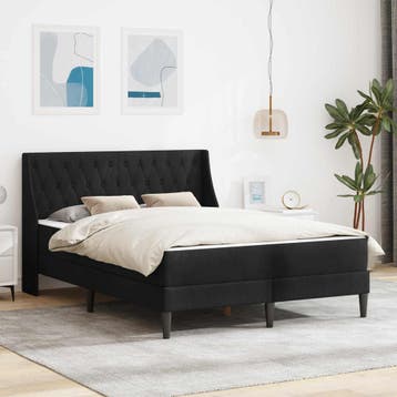 vidaXL Bedframe met matras met matras Zwart 140 x 190 cm, Huis en Inrichting, Slaapkamer | Matrassen en Bedbodems, Verzenden, Nieuw