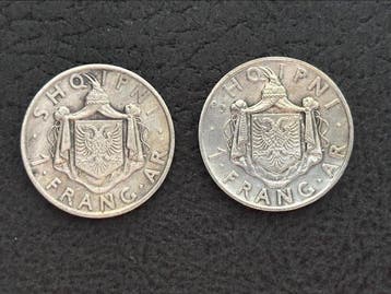 Albanië. Zog I. 1 Frang Ar 2x 1935/1937 (Zonder