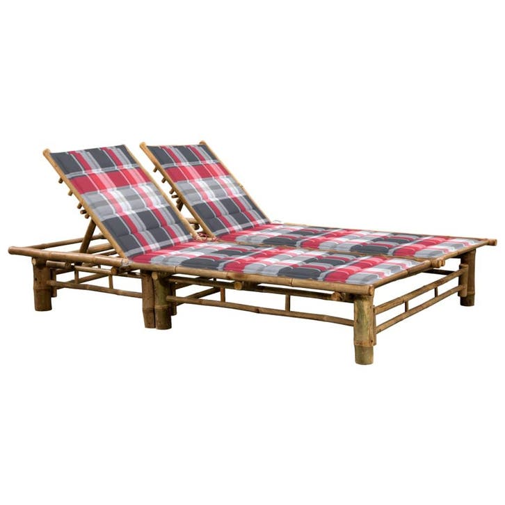 vidaXL Ligbed 2-persoons met kussens bamboe, Tuin en Terras, Ligbedden, Nieuw, Verzenden