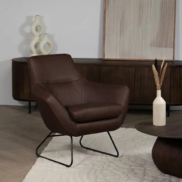 Leren fauteuil Fame - Rancho Brown, Nieuw, Ophalen of Verzenden, 75 tot 100 cm, Leer