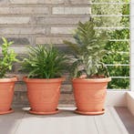 vidaXL Ronde Bloemenschalen 6 pcs Baksteenrood Ø 19 x 2 cm, Kunststof, Minder dan 30 cm, Verzenden, Minder dan 60 cm