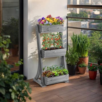 Plantenbak Flora, gelakt hout, met plantenfolie, Verzenden, Nieuw