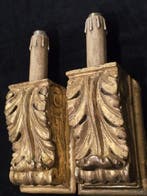 Wandkandelaar - Hout - Paar wandlampen - Hoogte: 31 cm, Antiek en Kunst