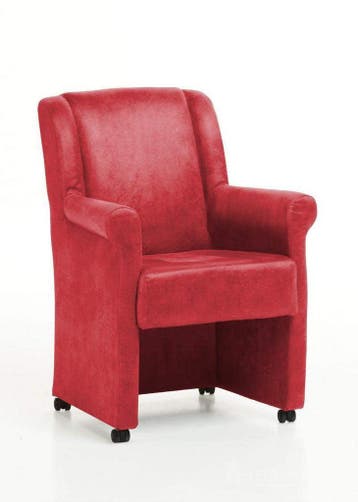 Eetkamerstoel Mandy met wielen - eetkamerstoelen - Rood, Huis en Inrichting, Stoelen, Nieuw, Rood, Stof