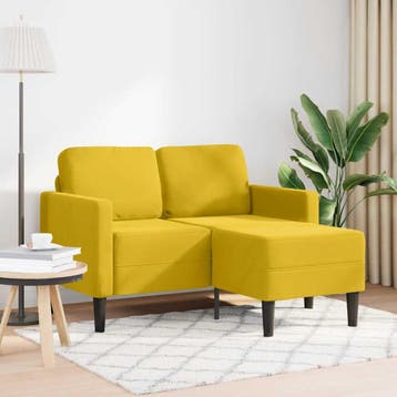 vidaXL 2-zitsbank met ligstoel L-vormig 125 cm fluweel geel, Verzenden, Nieuw, Tweepersoons, Stof