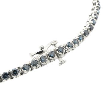 Witgouden armband met blauwe moissanite; 2,75 ct., Gebruikt, Ophalen of Verzenden, Met edelsteen, Goud