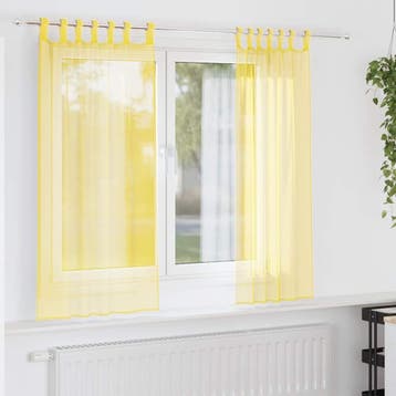 vidaXL Gordijnen voile met lussen 2 st 140x140 cm geel, Verzenden, Nieuw, Geel