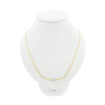 Gouden collier met vaste hanger en diamant; 0,21 ct., Sieraden, Tassen en Uiterlijk, Gebruikt, Ophalen of Verzenden, Met edelsteen