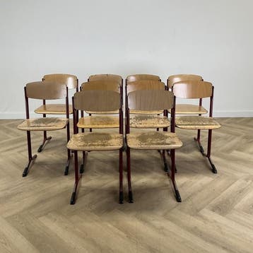 Eromes set van 10 schoolstoelen zithoogte 45 cm (blauwe, Ophalen of Verzenden, Gebruikt, Hout, Eén