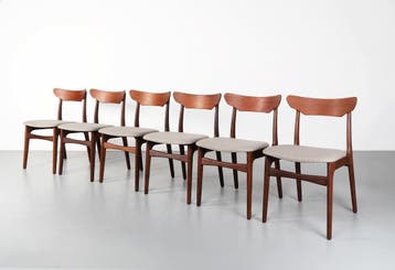Vintage Deense eetkamerstoelen in teak, set van 6, Nieuw, Overige kleuren, Hout, Deens Design, Scandinavisch, Vintage, Mid Century, Retro