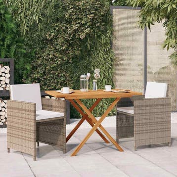 vidaXL 3-delige Tuinset met kussens beige, Verzenden, Nieuw, Tuinset