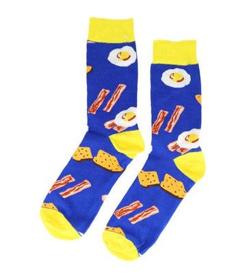 Sokken katoen - spek ei print - blauw geel - maat 38-45, Nieuw