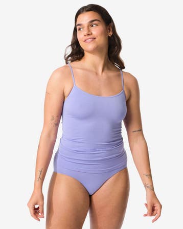 HEMA Dameshemd naadloos micro spaghettibandjes blauw, Verzenden, Blauw