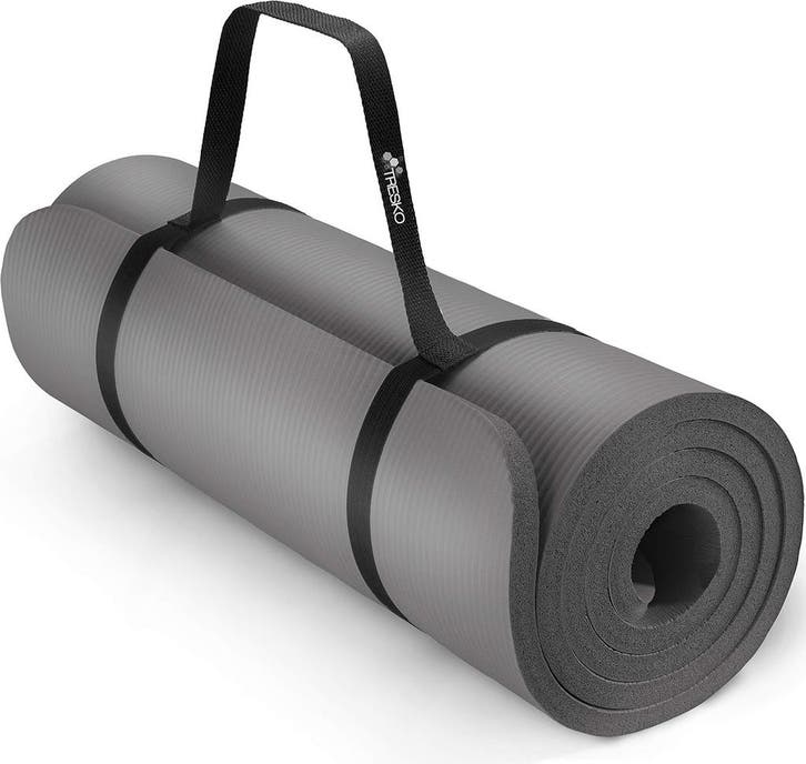 Yogamat - Fitness mat - Sportmat - Yoga mat extra dik - Grij, Sport en Fitness, Yoga en Pilates, Zo goed als nieuw, Verzenden