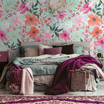 Profhome 391951-GU Fotobehang bloemen mat turkoois groen, Verzenden