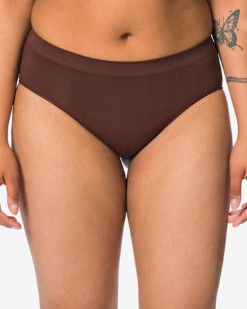 HEMA Dameshipster naadloos micro met kant donkerbruin, Kleding | Dames, Verzenden