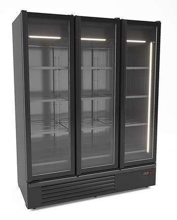 Koelkast 3 Glasdeuren Zwart 1555L, Verzenden, Nieuw in verpakking, Koelen en Vriezen