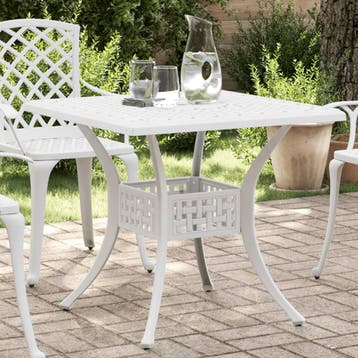 vidaXL Tuintafel 80x80x75 cm gietaluminium wit, Verzenden, Nieuw, Aluminium