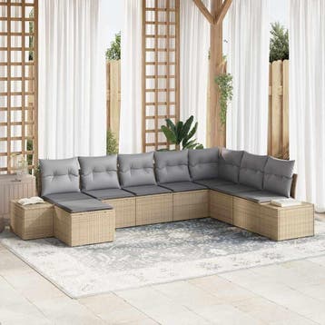 vidaXL Tuin Sofa Set 8 st poly rattan, Verzenden, Nieuw, 8 zitplaatsen