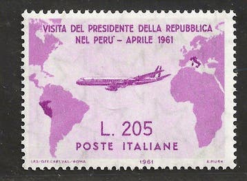 Italiaanse Republiek 1961 - Gronchi Rosa. Bezoek van, Gestempeld