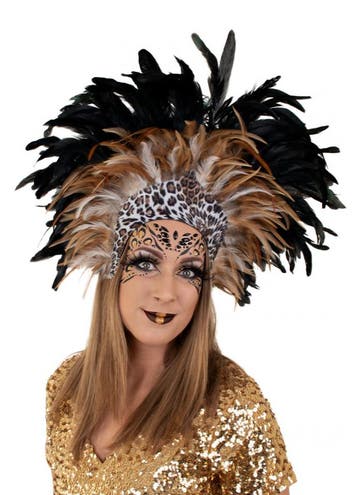 Grote Verentooi Bruin Panterprint Burlesque Hoofdtooi Carnav, Ophalen of Verzenden, Nieuw, Carnaval