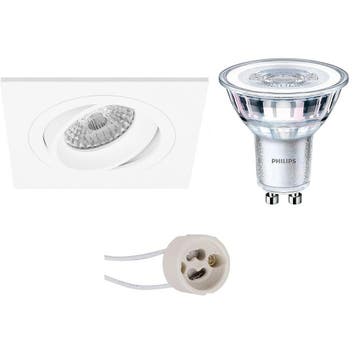 GU10 Inbouwspot Set - Mat Wit - Inbouw Vierkant - Kantelbaar, Ophalen of Verzenden, Nieuw, Overige fittingen, Plafondspot of Wandspot