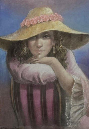 Europese school (XX) - Mirada bajo las flores