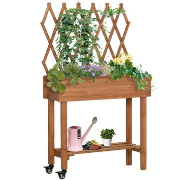 Verhoogd Bloembed Met Klimrek Bloembak Op Wielen Met Plank V, Tuin en Terras, Verzenden