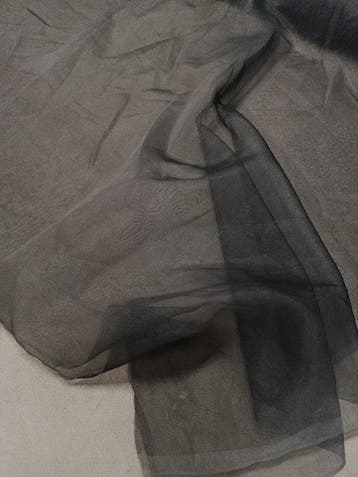 Raffinato Taglio di Tessuto Organza Nero Antracite - Textiel