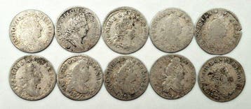 Frankrijk. Louis XIV (1643-1715). Lot de 10 monnaies (4 Sols