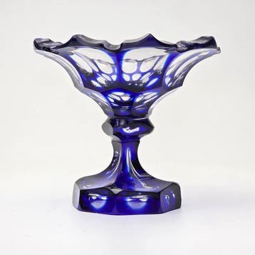 Josefsthal - Small Art Deco Pedestal - Kom - Overlay Glass, Antiek en Kunst