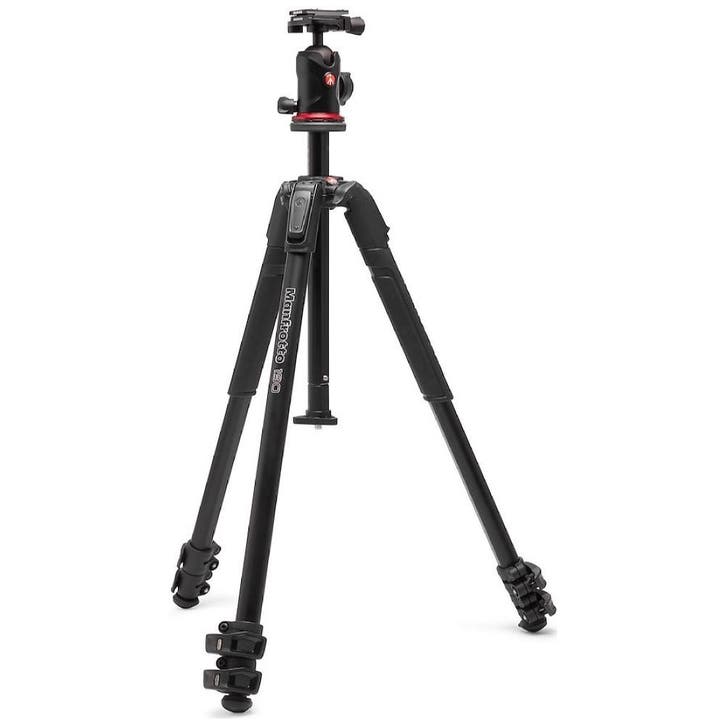 Manfrotto 190X alu tripod kit with AS Balhoofd, Audio, Tv en Foto, Fotografie | Statieven en Balhoofden, Driepoot, Nieuw, 150 tot 175 cm