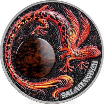 Ghana. 10 Cedis 2024 Salamander - Chronicles of Fire 2 oz