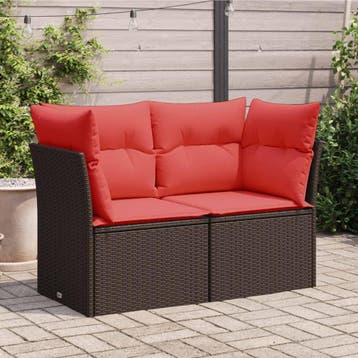 vidaXL Tuinbank met kussens 2-zits poly rattan bruin, Verzenden, Nieuw
