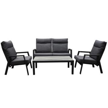 Vegas verstelbare stoel bank loungeset 4-delig antraciet, Ophalen of Verzenden, Nieuw, Aluminium