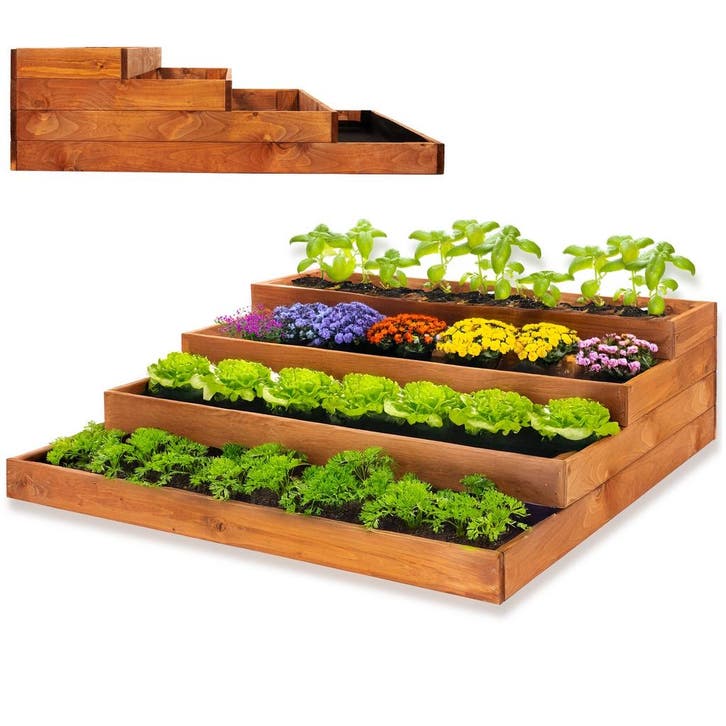 Kweekbak - Plantenbak - 4 Traps - Moestuin - Planten - Hout, Tuin en Terras, Overige Tuin en Terras, Ophalen of Verzenden