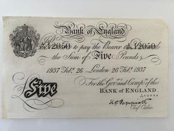 Groot-Brittannië. - 5 Pounds 1937 - Operation Bernhard