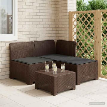 vidaXL 3-zits tuinbank met kussens in rattanlook 3-zits PP, Verzenden, Nieuw