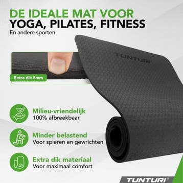 Tunturi Yoga Mat 8mm - Pilates mat - Extra dikke fitness mat, Ophalen of Verzenden, Zo goed als nieuw