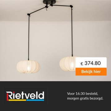 Rietveld-Hanglampen-Beige, Zand-Stof, Metaal, Verzenden, Nieuw