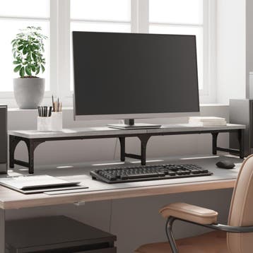 vidaXL Monitorstandaard 105x23x15,5 cm bewerkt hout grijs, Verzenden, Nieuw