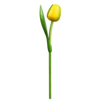 Houten tulp op steel 34 cm Yellow green, Ophalen of Verzenden, Nieuw