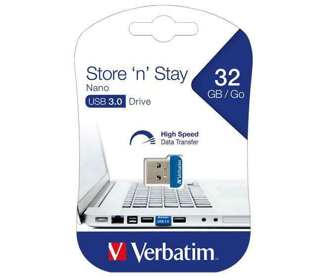 Verbatim | USB Stick | 32 GB | USB 3.2 | Gen 1 | Nano, Computers en Software, USB Sticks, Nieuw, Verzenden