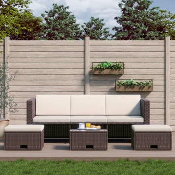 vidaXL 4-delige Loungeset met kussens poly rattan bruin, 4 zitplaatsen, Nieuw, Loungeset, Verzenden