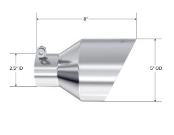 MBRP T304 SS Tip 2.5in ID, 5in OD Out, 8in Length, Angle, Auto-onderdelen, Ophalen of Verzenden, Nieuw
